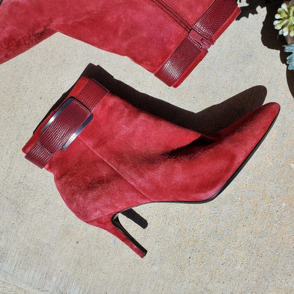 Calvin Klein Women's Georgene Pointed Toe Mid-Calf Fashion Boots, Red Size 8 EUC - Picture 2 of 16